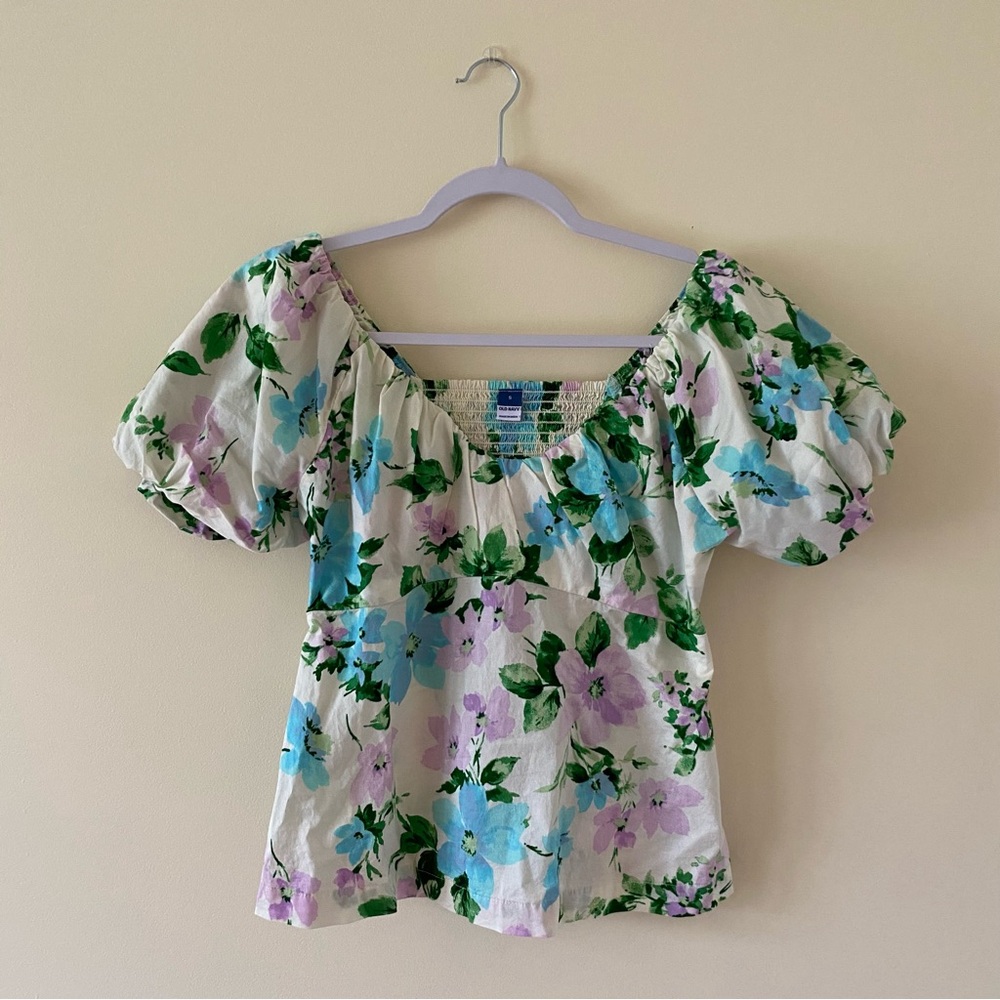 Old Navy S Floral Puff Sleeve Top